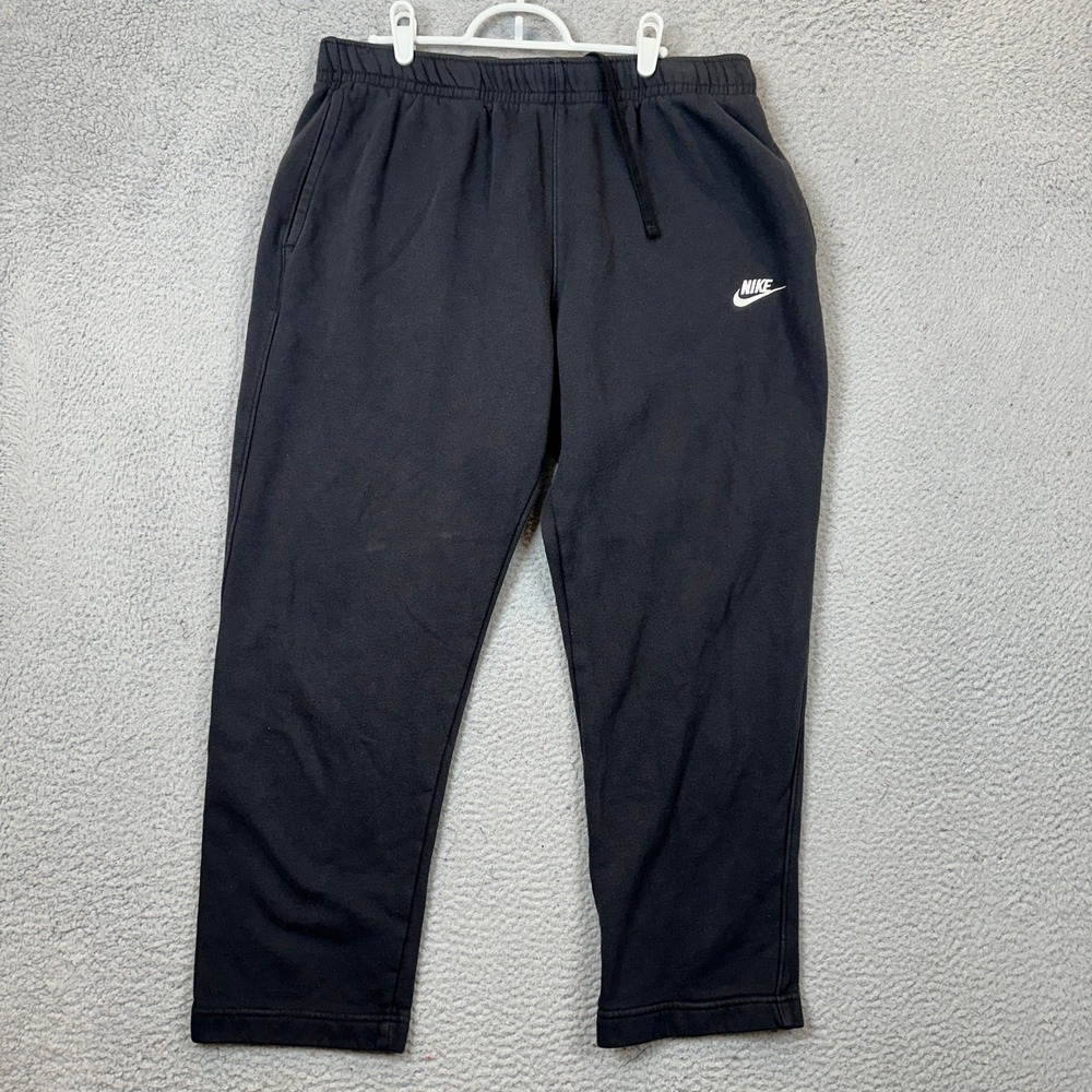 Nike Sweatpants Mens XL Sportswear Fleece Black Embroidered Logo Drawstring